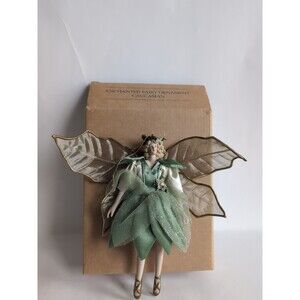 2 Avon Enchanted Christmas Fairy Green Pink Angel Ornaments 7" NIB